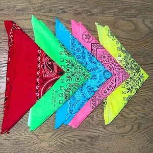 5 Pack Vintage Neon Bandana 1952 Fast Color Star Certified Bundle Lot colorfast